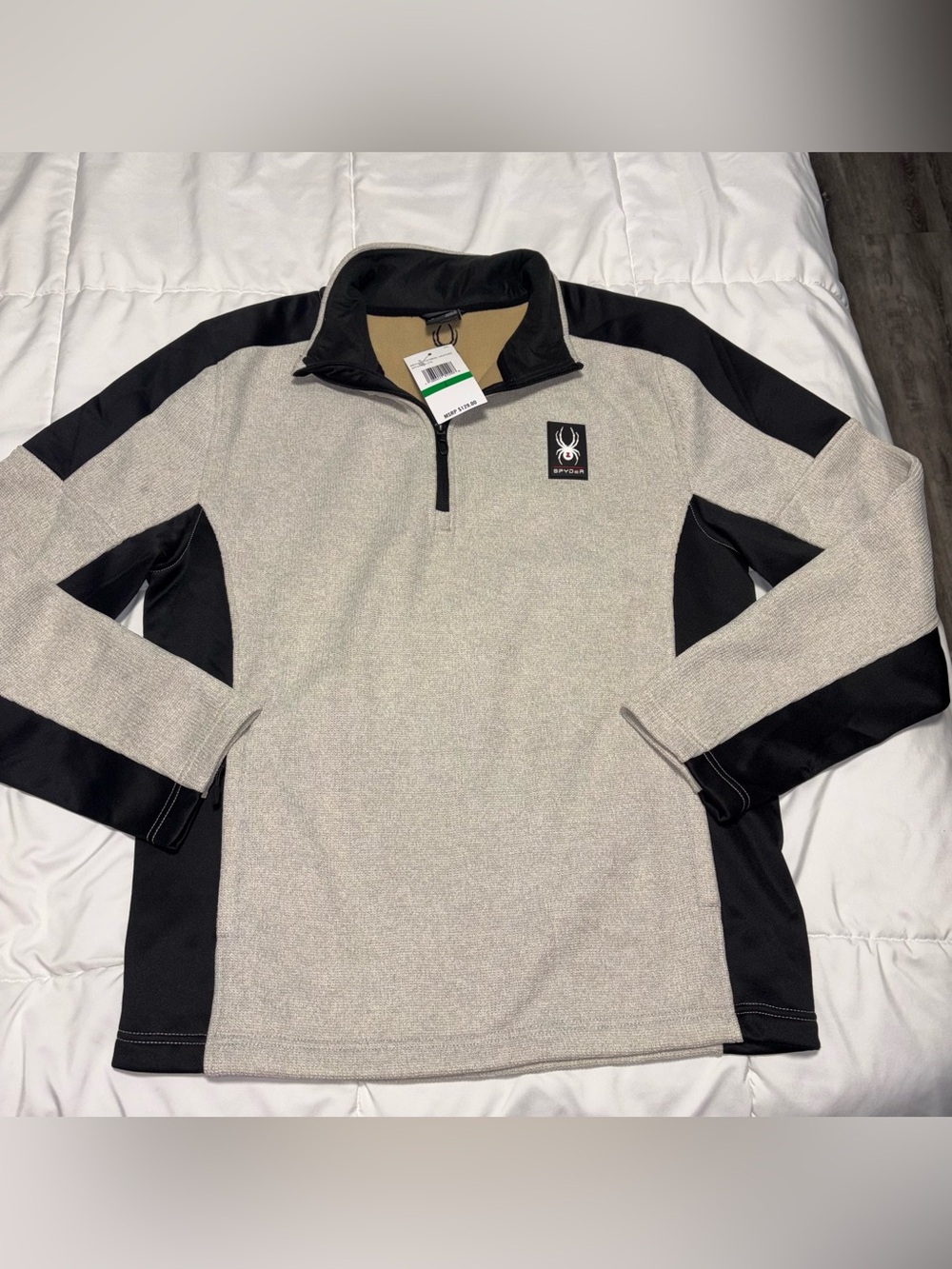 NWT Spyder Half Zip Knit Pullover Sweater Jacket Mens Large Oatmeal